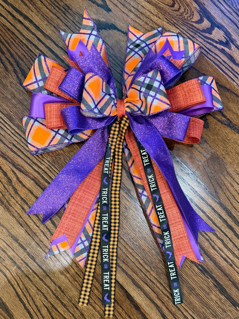 Halloween Decorative Bow in Purple and Orange